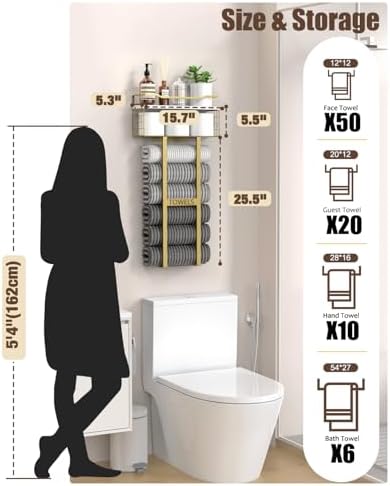 Aetyord Towel Racks for Bathroom Wall Mounted Towel Storage Organizer 31 in - Image 6