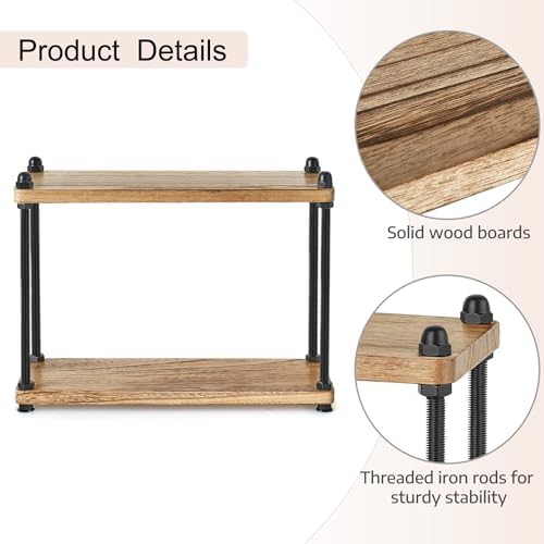 Mkono Bathroom Counter Organizer, 2 Tier Rustic Wood Countertop Sink Shelf - Image 7