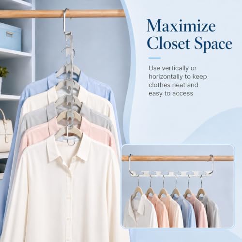 5 Packs Vertical & Horizontal Hangers, Sturdy Stainless Steel Space-saving Hangers with 6 U-Shaped Holes, Heavy Duty Clothes Hooks for Heavy Coats, Metal Closet Organizers and Storage for Wardrobe - Image 3