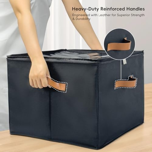 Shoe Organizer Box 2 Pack, Shoe Storage Organizer with Clear Cover, Adjustable Dividers Fits 16-32 Pairs, Fabric Shoe Organizer for Closet, Black - Image 6
