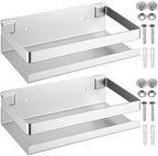 Lallisa 2 Pieces Stainless Steel Shelf Bathroom Shower Floating Shelves Wall Mounted Shower Caddy Basket Shelf Storage Organizer Shelves for Bathroom, Kitchen, Living Room(7.87 Inches/ 20 cm,Silver) by Lallisa
