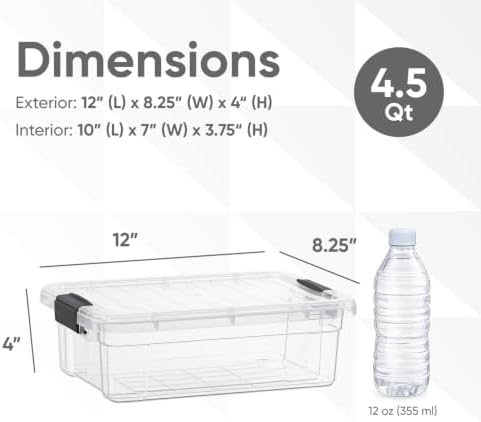 Superio 4.5 Quart Clear Plastic Storage Containers with Lids, Stackable Organizer Bins, BPA-Free Storage Boxes for Home, Office, Dorm & Classroom, 2 Pack - Image 2