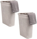 Mind Reader 40L Slim Laundry Hamper with Lid, Narrow Clothes Baskets, Set of 2, Ivory by MindReader