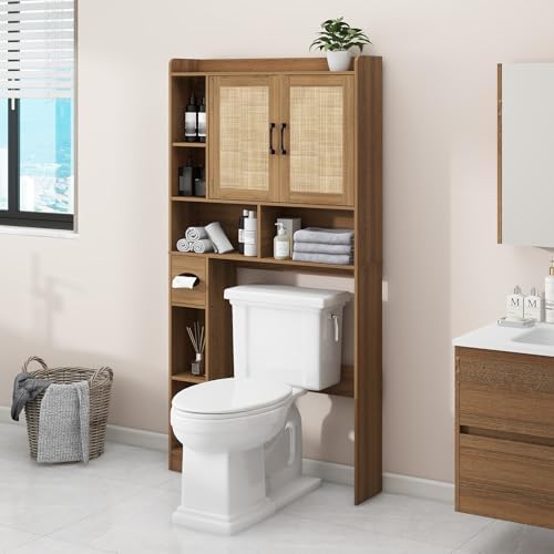 Vabches Over The Toilet Storage Cabinet with 2 Barn Doors, Oak - Image 7