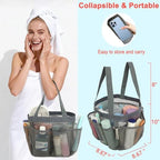 Fammart Mesh Shower Caddy Portable for College Dorm Room Essentials, Odorless Polyester Large Shower Tote Bag with Dual Handles, 8-Pocket Quick-Dry Toiletry Organizer for Travel, Beach, Camping, Gym - Image 2