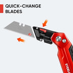 STEELITE Folding Utility Knife, Heavy Duty Box Cutter with 13 Extra Blades - Image 3