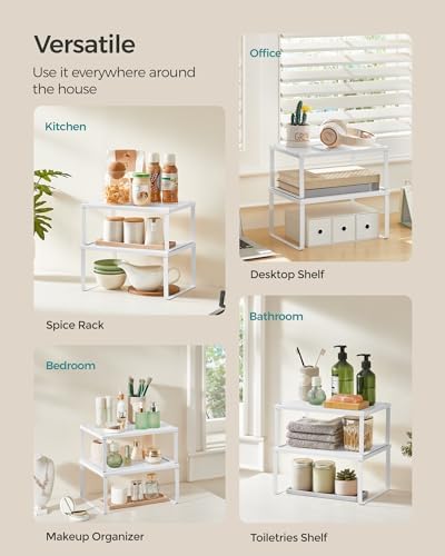 SONGMICS Set of 2 Metal Spice Racks, Stackable Expandable Shelf Risers - Image 6