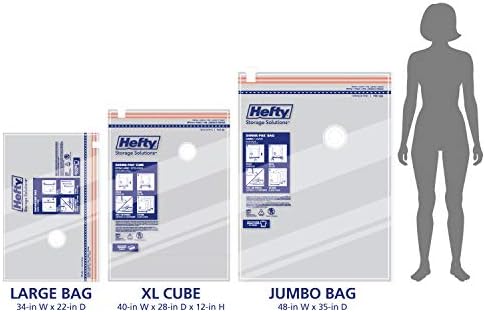 Hefty Shrink-Pak Starter Kit - 2 Large, 1 XL Cube, 1 Jumbo Vacuum Seal Storage Bag and Hand Pump – Space Saver Bags for Clothing, Pillows, Towels, or Blankets, 5 Pc Set - Image 3