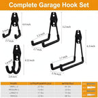 Garage Hooks, 12 Pack Wall Hooks for Hanging Heavy Duty Ladders, Bikes, Tools Ideal for Garage, Garden, Basement Utility Room Storage (Black) - Image 2