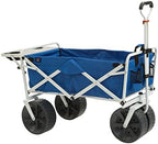 MacSports All Terrain Beach Wagon with Side Table|Heavy Duty Collapsible Folding Cart with Large Wheels for Beach Day, Picnic, Camping, Outdoor Activities | Blue/White - Image 3