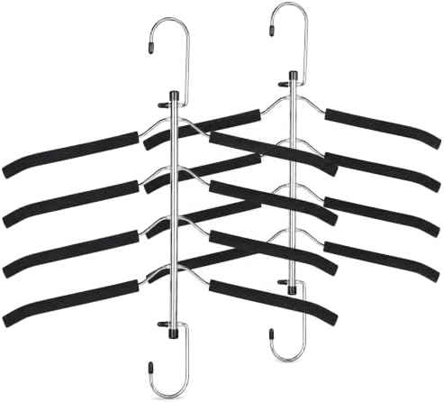 Space Saving Clothes Hangers – 5-in-1 Shirt & Coat Hangers with Non-Slip Foam, Stainless Steel Tiered Closet Organizer for Sweatshirts, Hoodies, Sweaters, T-Shirts – 2 Pack by ZNBEN by Unknown