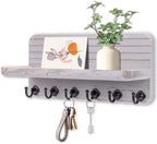 Key Holder for Wall, Mail Organizer Wall Mount with 6 Hooks Wooden Hanging Key Rack for Home Decor, Hallway, Entryway (Stone Gray) by Unknown