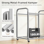 STORAGE MANIAC Laundry Hamper 3 Section with Lid Rolling Laundry Basket - Image 4