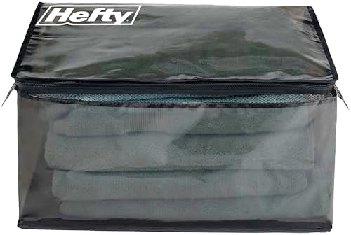 Hefty Large Flexible Tote with Breathable Mesh, Double Zipper, 2 Handles – Ideal for Moving or Clothes & Apparel Storage, Alternative to Plastic Bin, Organizer or Container – 2 Pack - Image 6