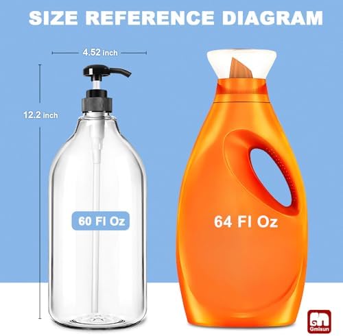 GMISUN Laundry Detergent Dispenser, 2 Pack Liquid Laundry Soap Dispenser, 64oz Storage Container for Farmhouse Laundry Room Decor, Liquid Bottle Organizer for Detergent/Softener/Bleach - Image 2