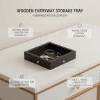 Black Wooden Catchall Tray with Raised Edges, 9.8 x 7.1 Inch Entryway Organizer for Keys and Jewelry, Modern Desktop Storage Dish - Image 5