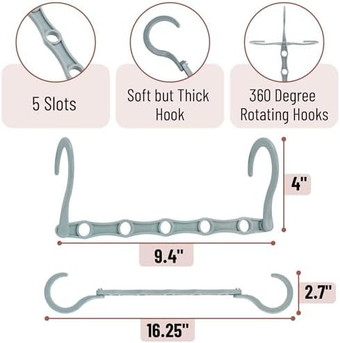 Mr. Pen- Space Saving Hangers, 16 pcs, 360° Rotating Hooks | Magic Cascading Hanger Organizer with 5 Enclosed Slots, Closet Organizers and Storage for Clothes - Image 3