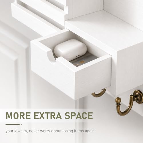 FifthQuarter Key and Mail Holder Wall Mount with Drawer and 6 Sturdy Hooks - Image 4