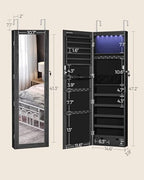 SONGMICS 6 LEDs Mirror Jewelry Cabinet, 47.2-Inch Tall, Lockable - Image 6