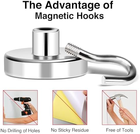 MIKEDE Magnetic Hooks 85lbs Strong Magnets Hook 18 Pack - Image 5