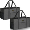 GhvyenntteS Extra Large Utility Tote Bag 2 Pack - Stand Up Utility Tote with Metal Wire Frame & Hard Bottom Board, Reusable Grocery Bags With Handles for Storage, Picnics, Beach, Laundry, Car, Camping by GhvyenntteS