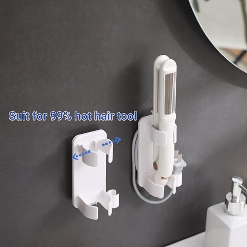 Wall Mounted Curling Iron and Hot Tool Organizer: Hair Dryer, Curler, and Straightener Storage for Bathroom (2 Pack) - Image 2