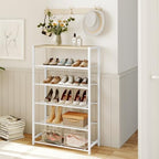 Yusong Shoe Rack Organizer, 6 Tier Industrial Shoe Storage Shelf, Narrow Sturdy Metal Shoe Shelves for Closet Entryway, White - Image 2