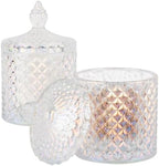 2 Pack Qtip Holder Apothecary Jars with Lid, Thick Glass, Iridescent Clear by rejomiik