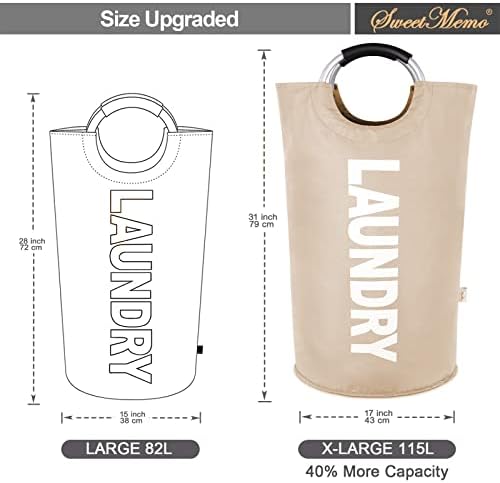 Large Laundry Basket, Laundry Hamper Bag with Handles, 115L Brown - Image 4