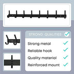 Coat Rack Wall Mount – 24 Inch Stainless Steel Hook Rail with 8 Double Coat Hooks for Hanging – Wall Mounted Entryway Organizer for Coats, Hats, Bags, Towels, Robes, Bedroom or Bathroom - Black - Image 3