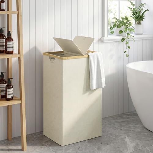 efluky Double Laundry Hamper with Lid and 2 Removable Bags, Beige - Image 6