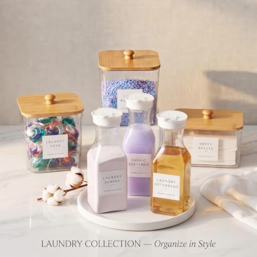 4+3 Pack Laundry Pods Containers & Dryer Sheet Holder & Laundry Detergent Dispenser, Laundry Room Organization and Storage Jars with Lids, Labels and Scoops for Scent Booster, Powder, Pods - Image 5