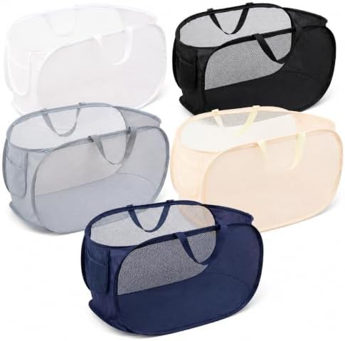 5 Pack Collapsible Pop Up Mesh Laundry Baskets with Handles by Yivioep