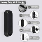 Dntorx Folding Wall Hooks, 6 Pack, Black, Zinc Alloy, Heavy Duty Coat Hooks - Image 2
