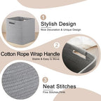 OIAHOMY Storage Cubes 11 Inch Storage Bins 3-Pack Woven Square Basket Grey - Image 4