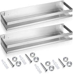 Lallisa 2 Pieces Stainless Steel Shelf Bathroom Shower Floating Shelves Wall Mounted Shower Caddy Basket Shelf Storage Organizer Shelves for Bathroom, Kitchen, Living Room(15.75 Inch/ 40 cm,Silver) by Lallisa