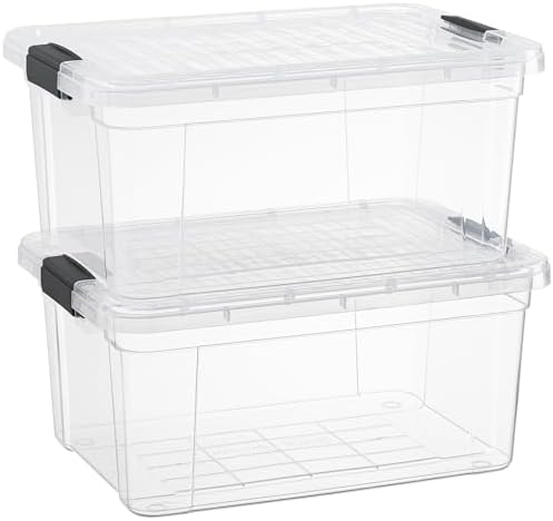 Superio 11 Quart Clear Plastic Storage Boxes with Lids, Stackable Organizer Containers, BPA-Free Storage Bins for Home, Office, School & Dorm, 2 Pack by Superio