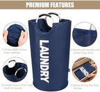 DOKEHOM 90L Large Laundry Basket Bag, Collapsible Tall Hamper, Dark Blue - Image 6