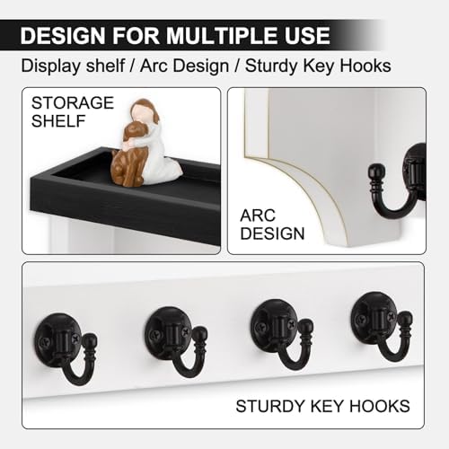 Key and Mail Holder Wall Mount, Mail Organizer with 5 Key Hooks - Image 4