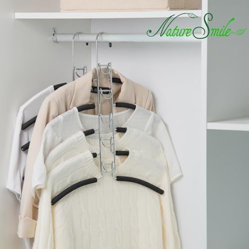 Nature Smile No Shoulder Bump Multiple Sweater Coat Clothes Hangers,Multi Layers Space Saving T Shirt Blouse Rack,(2 Pack Black Color) - Image 2