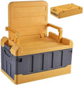 Versatile Foldable Seatable Car Organizer Box Heavy Duty Storage Bins With Lids Trunk,Durable Plastic,60L Can Store Clothes, Camping Equipment in Large Capacity (yellow) by Unknown