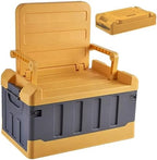 Versatile Foldable Seatable Car Organizer Box Heavy Duty Storage Bins With Lids Trunk,Durable Plastic,60L Can Store Clothes, Camping Equipment in Large Capacity (yellow) by Unknown