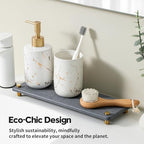 Kitchen Sink Caddy Water Absorbing Stone Drying Tray, Diatomite Bathroom Sink Organizer, Faucet Counter Mat Coaster, Soap Dish Rack Riser Dispenser Sponge Holder, Dark Gray Gold -12.5" x 4.5" - Image 5