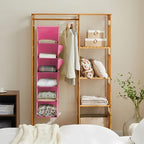 YOUDENOVA Hanging Closet Organizer and Storage, 6-Shelf, Pink | Breathable Fabric, Clothes Organizer with 2 Side Pockets, Hanging Shelves for Closet Storage, Dorm Room Essentials for Guys - Image 4