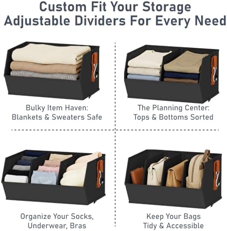 Hanging Closet Organizer Extra Large, Clothes Hanging Shelves for Closet with Divider, Collapsible Closet Storage System, Fabric Storage Bins for Home, Dorm, Rv, Sweaters, Handbags, Underwear, Sock - Image 5