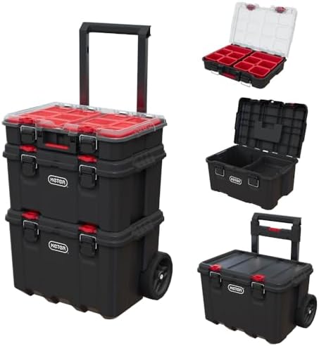 Keter Stack N Rolling Tool Box Modular Storage System 3 Piece by Unknown