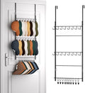 HapiRm Over Door Hat Rack - 3 Tier Wall Mounted Hat Organizer with 16 Hooks and 10 Movable Clips, Baseball Cap Organizer Storage Holds up to 26 Caps for Door, Bedroom, Closet USPTO Patented by HapiRm