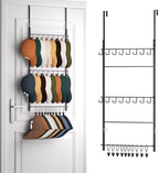 HapiRm Over Door Hat Rack - 3 Tier Wall Mounted Hat Organizer with 16 Hooks and 10 Movable Clips, Baseball Cap Organizer Storage Holds up to 26 Caps for Door, Bedroom, Closet USPTO Patented by HapiRm