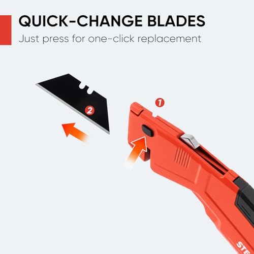 STEELITE Utility Knife 2-Pack, SK5 Heavy Duty Retractable Box Cutter Metal - Image 3