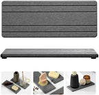 Razborci 2PCS Diatomite Quick Stone Drying Tray Mat For Bathroom & Kitchen Counter, Instant Dry Water Absorbent Drink Bar Coaster,Vanity Sink Caddy Organizer,Dish Soap Sponge Holder, Dark Gray,9"x3.5" by Razborci